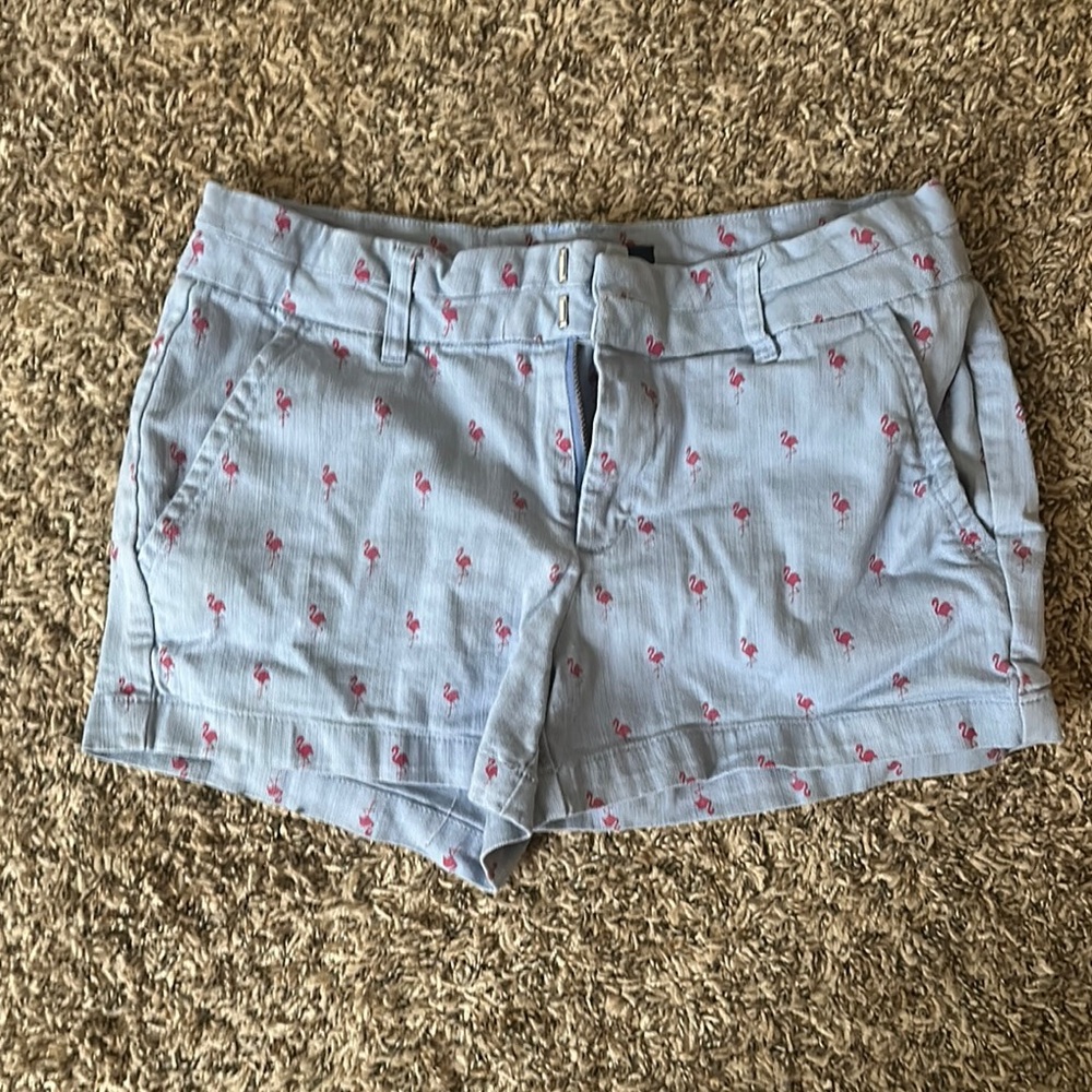Light Blue Flamingo Print Shorts